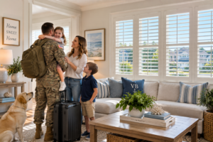 A soldier returns home to a loving family in VA Beach.
